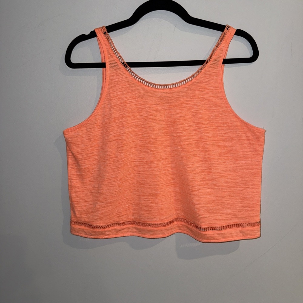 ALO Yoga Neon‎ Orange Loose Fit Lightweight Tank Cropped Women's Size M Running